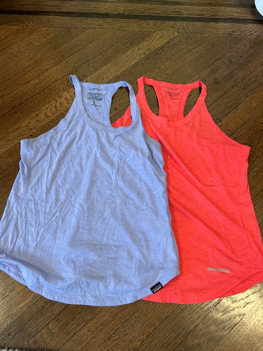Set of Patagonia Women’s Racerback Tank Tops - Coral and Light Blue